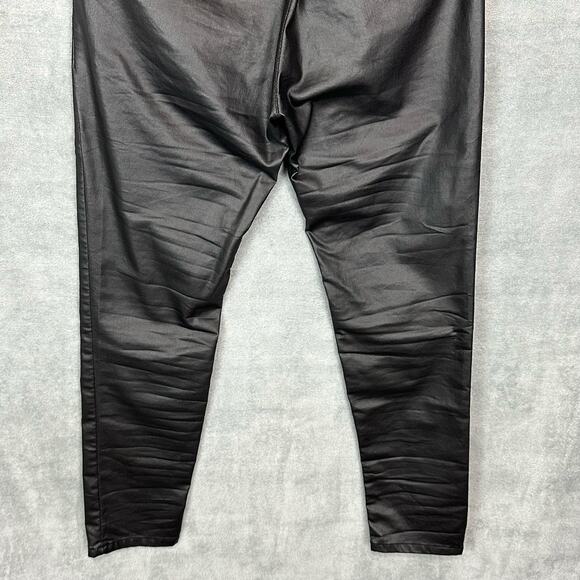 Bevy Flog Pants Womens 28 Black Vegan Leather Coated Pullon Pockets Quiet Luxury - Picture 5 of 13